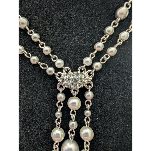 Gray two-tone double strand carolee statement‎ necklace - Picture 3 of 6